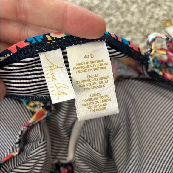 🦋 Anne Cole Floral Tankini Swim Top Beach Vacation Summer Underwire 40D - Picture 2 of 5